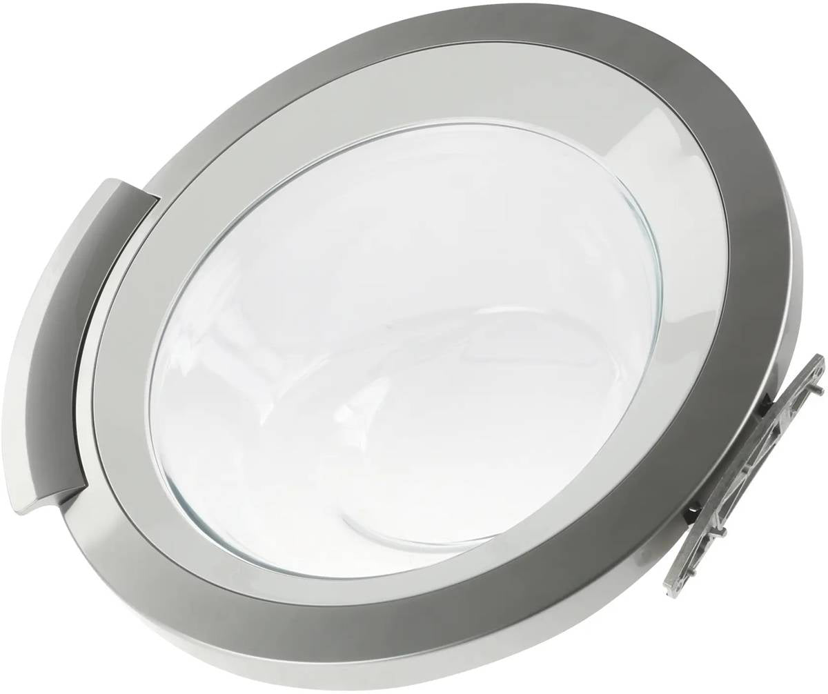 00704287 Bosch FL Washing Machine Door With Hinge (Silver/White)