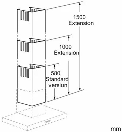 00704535 Bosch Rangehood Chimney Extension 1500mm